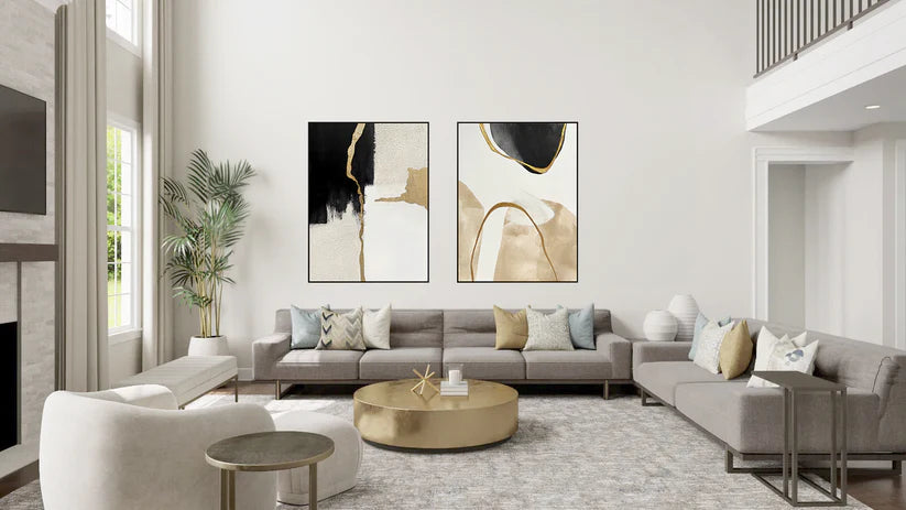 Golden Balance – Art abstrait minimaliste moderne