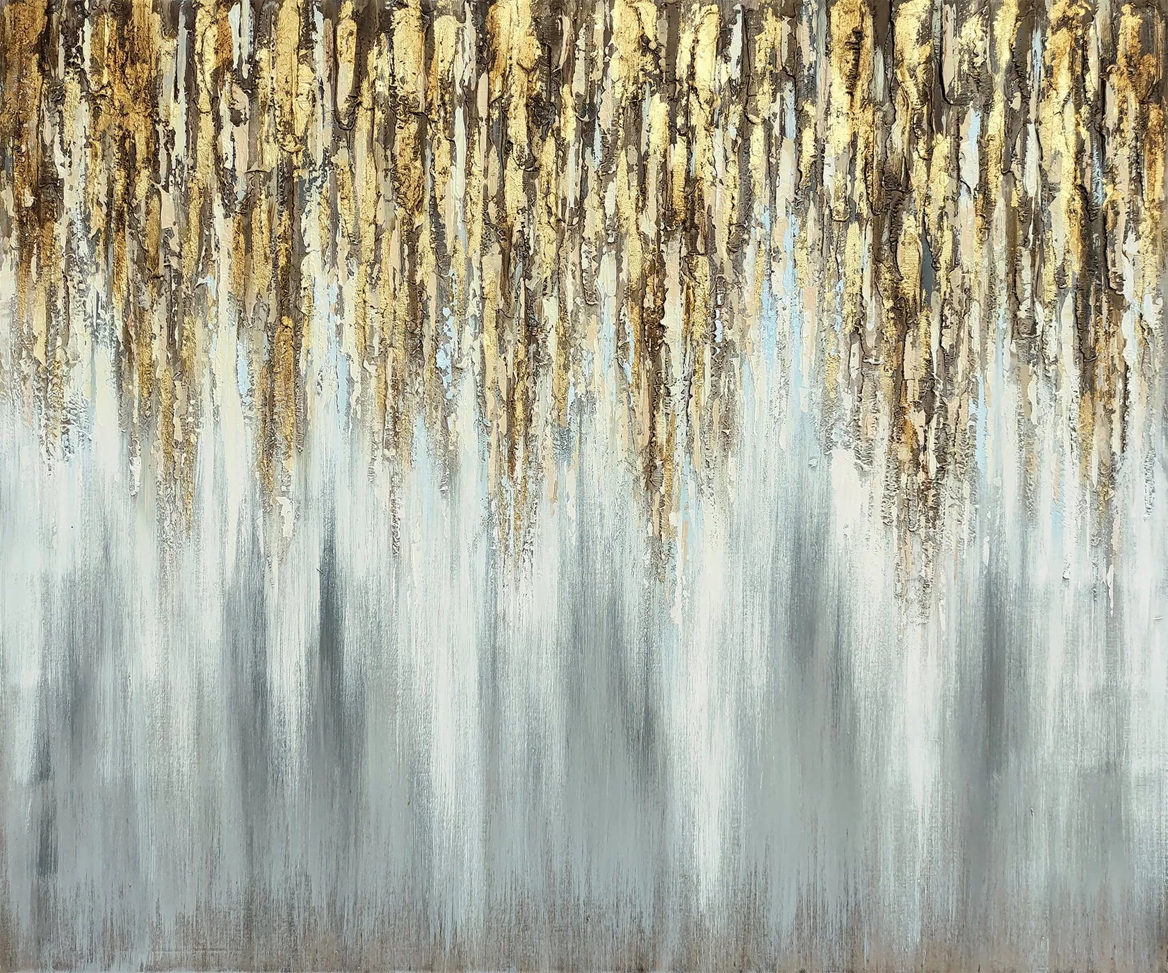 Golden Cascade - Textured Abstract Canvas Art