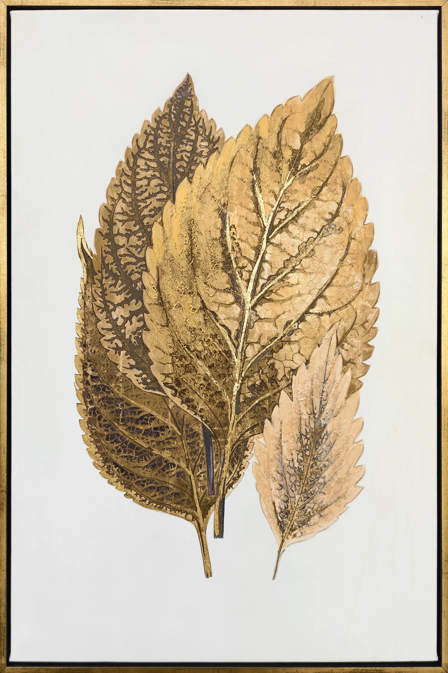 Golden Elegance - Botanical Leaf Art