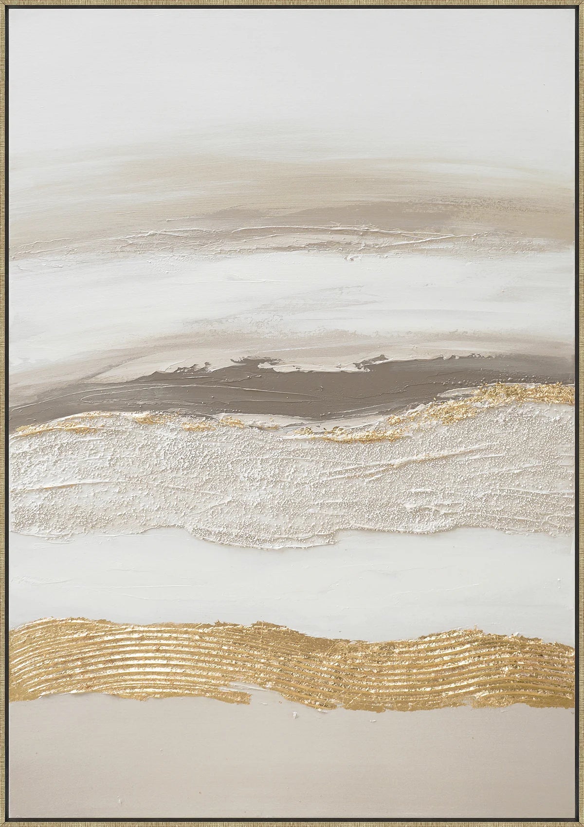 Golden Horizon - Abstract Textured Canvas