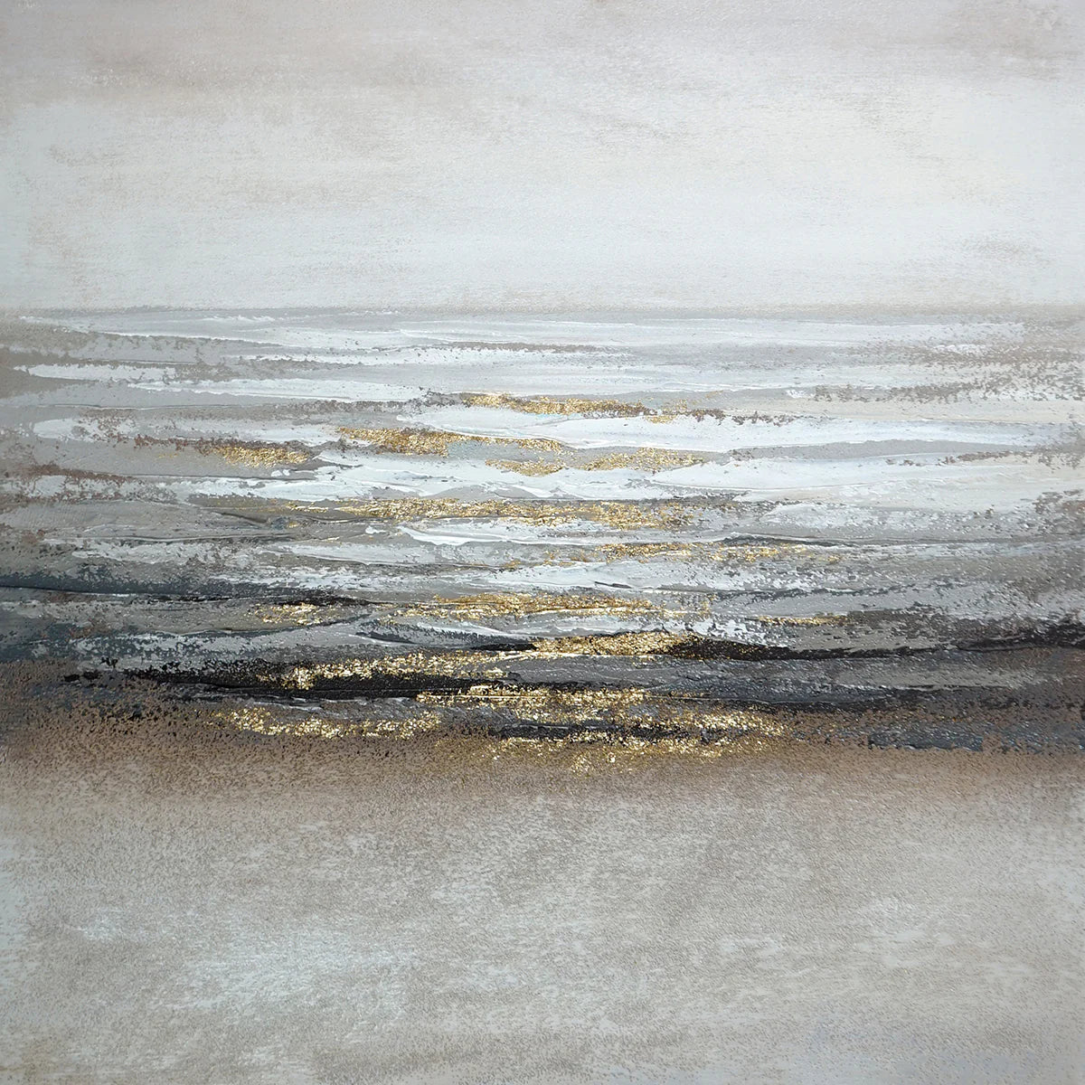 Golden Horizon Serenity - Abstract Canvas Art