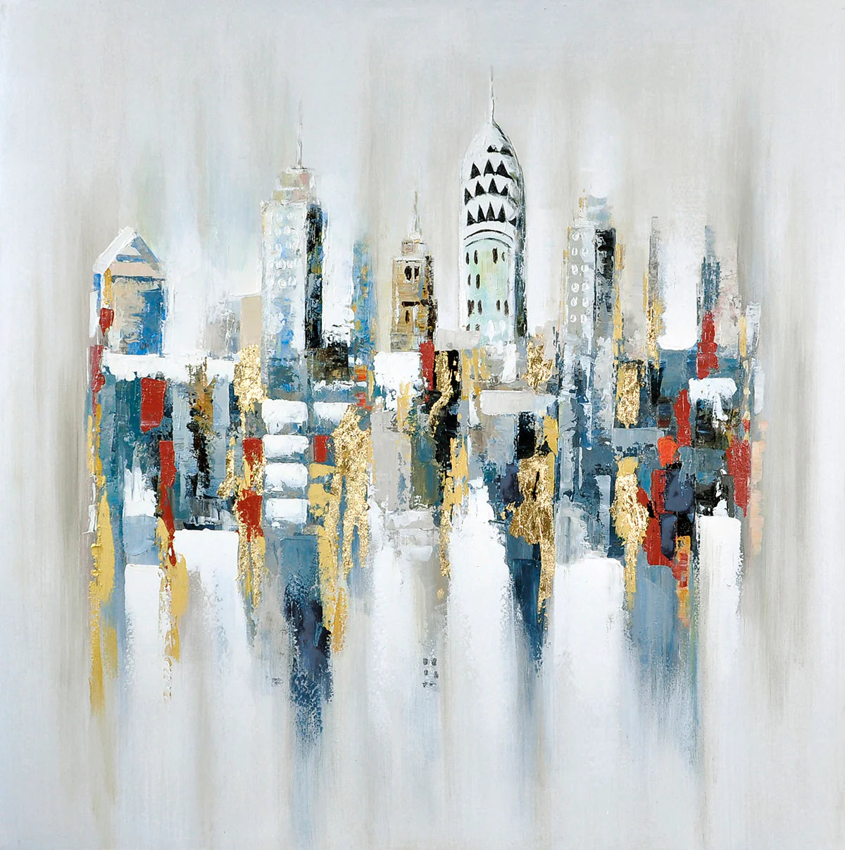 Golden Skyline Reflections - Cityscape Canvas Art