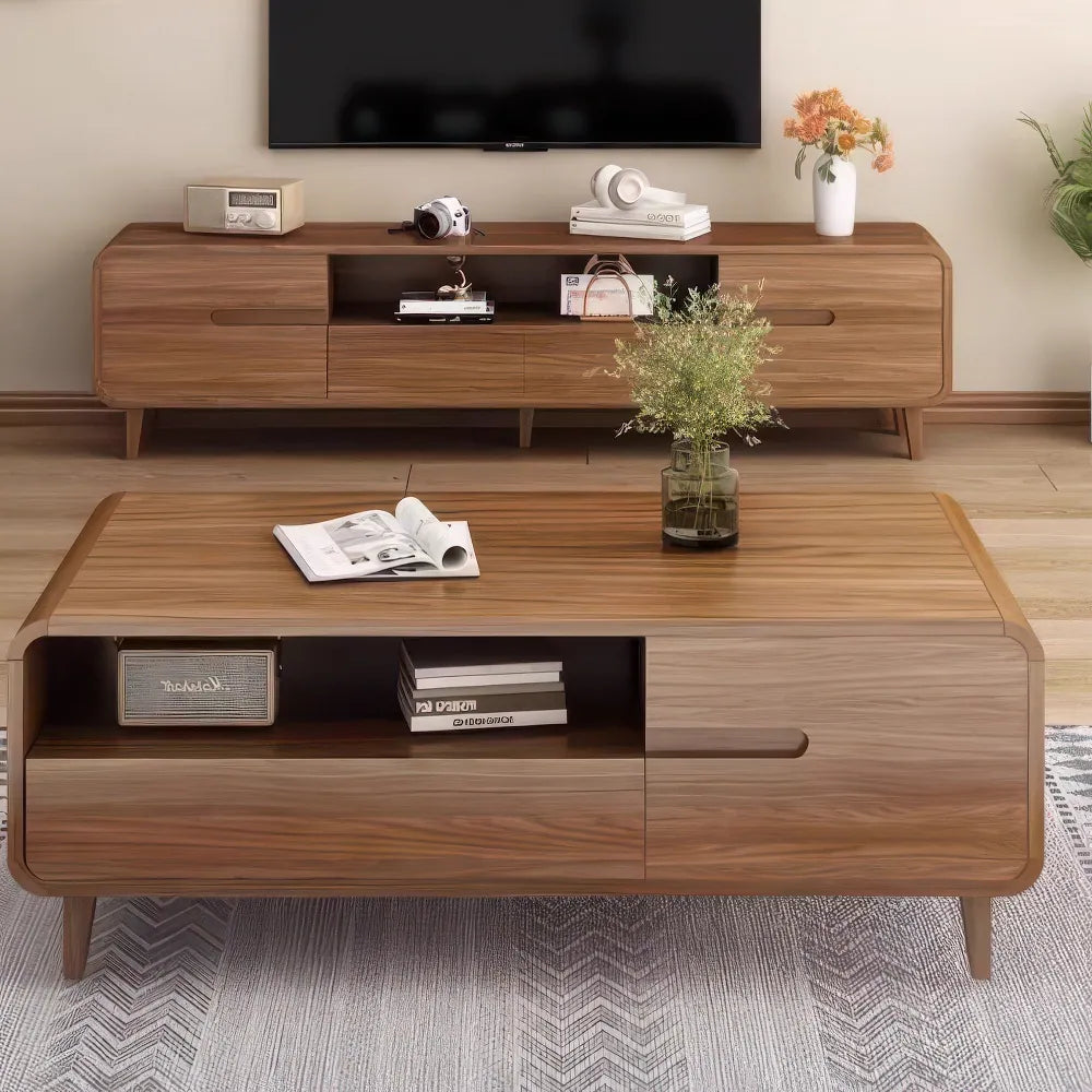 Table basse à cadre en bois avec tiroir