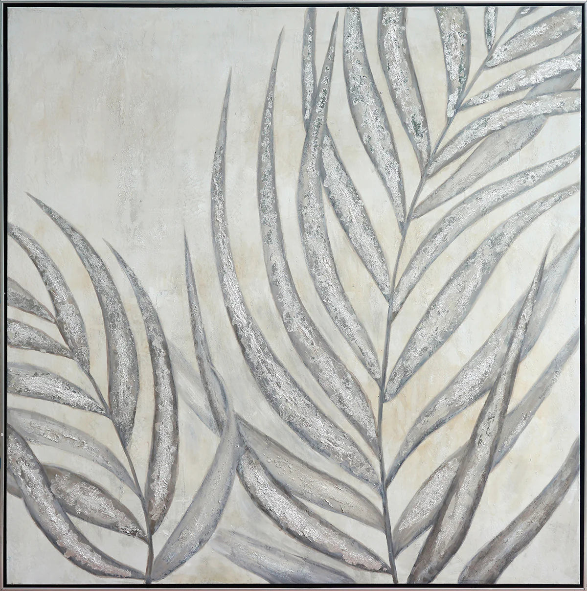 Silver Botanical Elegance - Leaf Wall Art