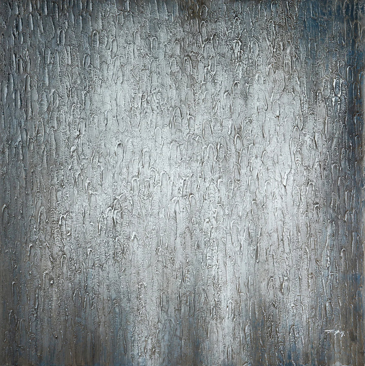 Silver Rainfall Texture - Abstract Canvas Art